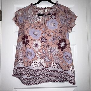 Joie Floral Blouse in Pink and Purple